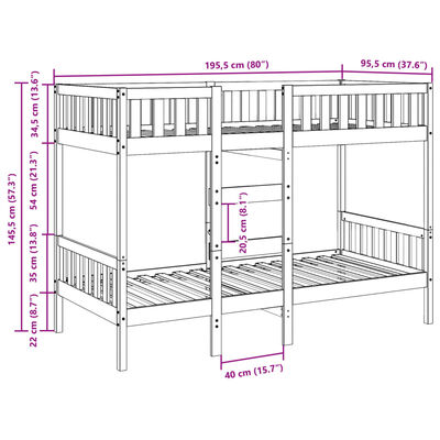 vidaXL Stapelbed massief grenenhout wasbruin 90x190 cm