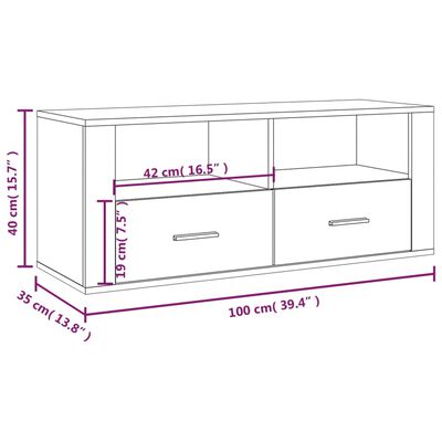 vidaXL Tv-meubel 100x35x40 cm bewerkt hout grijs sonoma eikenkleurig