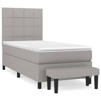 vidaXL Boxspring met matras stof lichtgrijs 90x190 cm