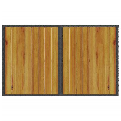 vidaXL Tuintafel met houten blad 110x68x70 cm poly rattan zwart