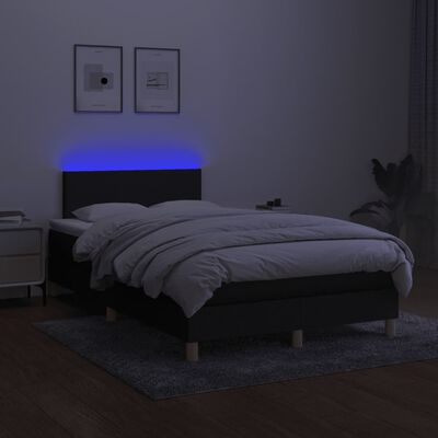 vidaXL Boxspring met matras en LED stof zwart 120x190 cm