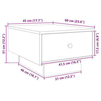 vidaXL Salontafel 60x45x31 cm bewerkt hout grijs sonoma eikenkleurig