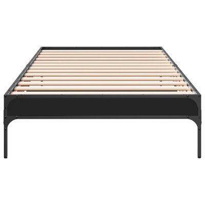 vidaXL Bedframe bewerkt hout en metaal zwart 100x200 cm