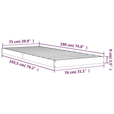 vidaXL Bedframe massief hout honingbruin 75x190 cm