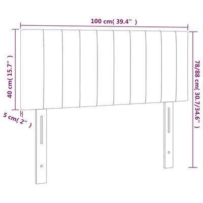 vidaXL Hoofdbord LED 100x5x78/88 cm fluweel lichtgrijs