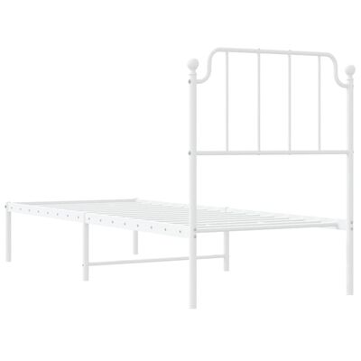 vidaXL Bedframe met hoofdbord zonder matras metaal wit 75x190 cm