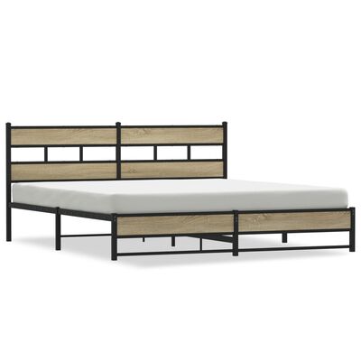 vidaXL Bedframe zonder matras metaal sonoma eikenkleur 200x200 cm