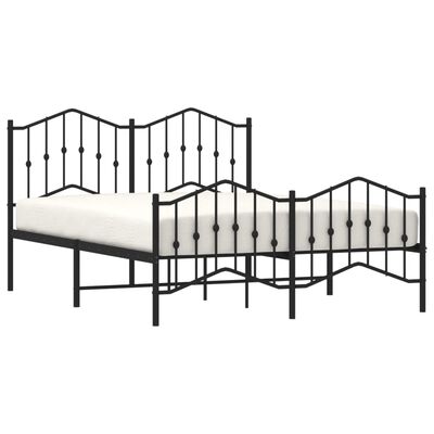 vidaXL Bedframe met hoofd- en voeteneinde metaal zwart 150x200 cm