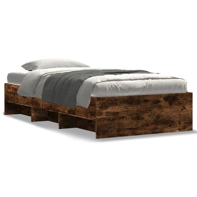 vidaXL Bedframe zonder matras hout gerookt eikenkleurig 75x190 cm