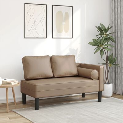 vidaXL Chaise longue met kussens kunstleer cappuccino