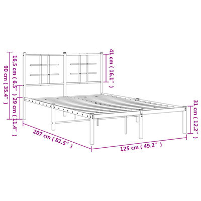 vidaXL Bedframe met hoofdbord metaal zwart 120x200 cm