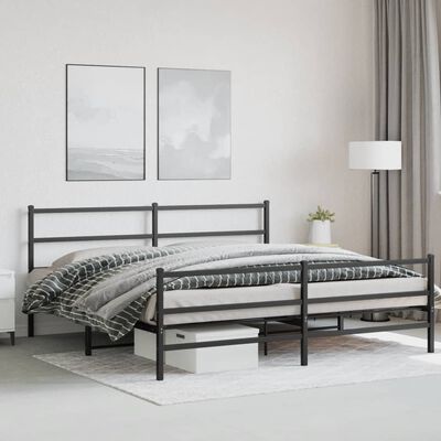 vidaXL Bedframe met hoofd- en voeteneinde metaal zwart 200x200 cm