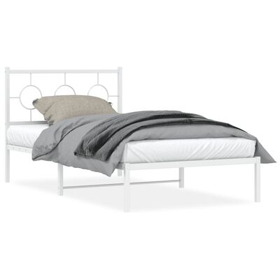 vidaXL Bedframe met hoofdbord metaal wit 100x200 cm