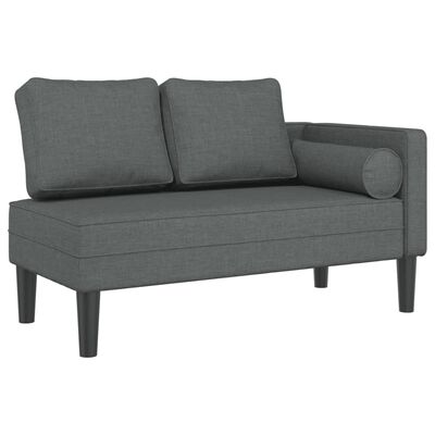 vidaXL Chaise longue met kussens stof donkergrijs