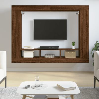 vidaXL Tv-meubel 152x22x113 cm bewerkt hout bruin eikenkleur