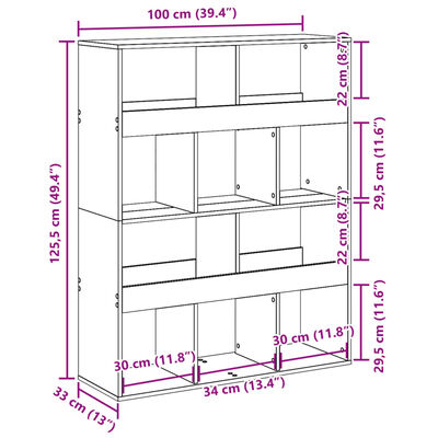 vidaXL Boekenkast 100x33x125,5 cm bewerkt hout artisanaal eikenkleurig