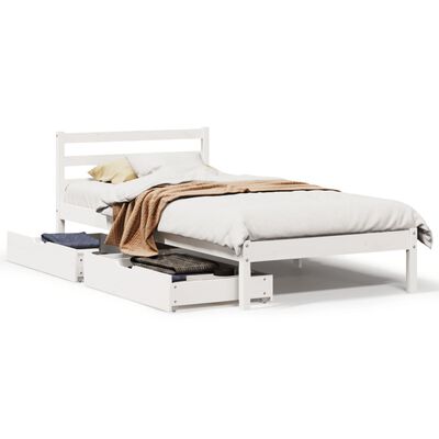 vidaXL Bedframe zonder matras massief grenenhout wit 75x190 cm