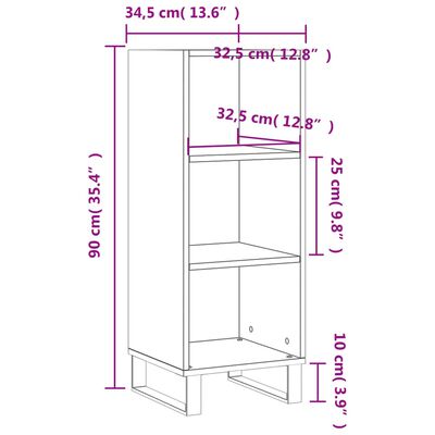 vidaXL Dressoir 34,5x32,5x90 cm bewerkt hout gerookt eikenkleurig