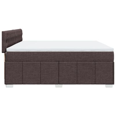 vidaXL Boxspring met matras stof donkerbruin 200x200 cm