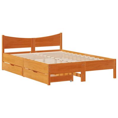 vidaXL Bedframe met lades massief grenenhout wasbruin 140x190 cm