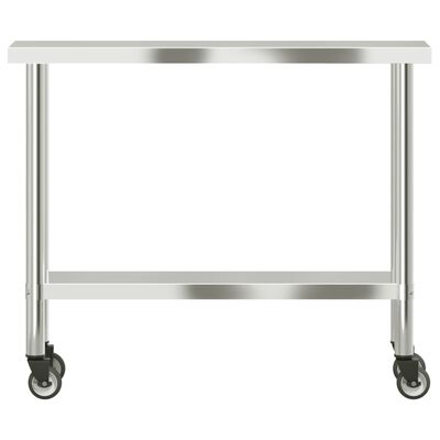 vidaxl Keukenwerktafel met wielen 110x30x85 cm roestvrij staal