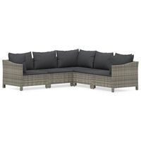 vidaXL 5-delige Loungeset met kussens poly rattan grijs