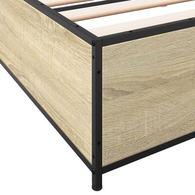 vidaXL Bedframe bewerkt hout metaal sonoma eikenkleurig 180x200 cm