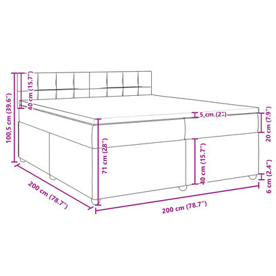 vidaXL Boxspring met matras stof donkergrijs 200x200 cm