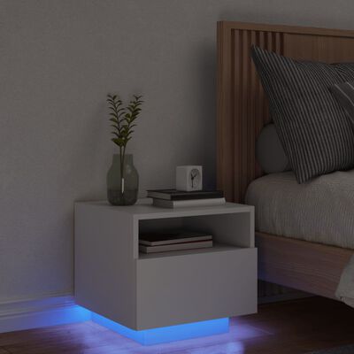 vidaXL Nachtkastje met LED-verlichting 40x39x37 cm wit