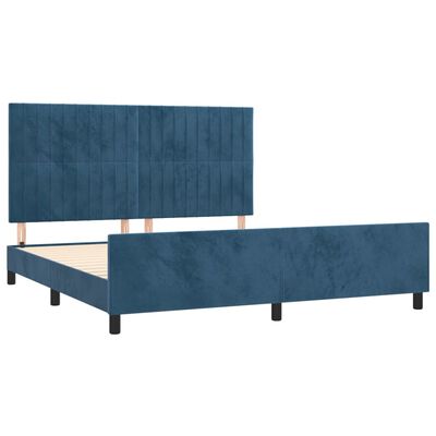 vidaXL Bedframe zonder matras 160x200 cm fluweel donkerblauw