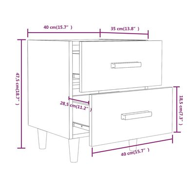 vidaXL Nachtkastjes 2 st 40x35x47,5 cm gerookt eikenkleurig