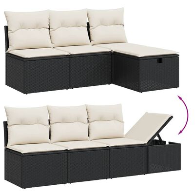 vidaXL 9-delige Loungeset met kussens poly rattan zwart