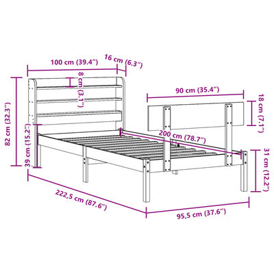 vidaXL Bedframe zonder matras massief grenenhout wit 90x200 cm