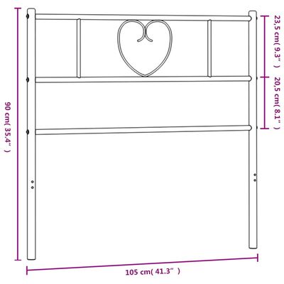 vidaXL Hoofdbord 100 cm metaal zwart