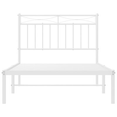 vidaXL Bedframe met hoofdbord metaal wit 100x190 cm