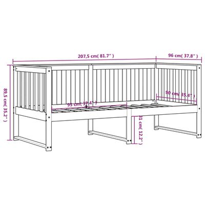 vidaXL Slaapbank zonder matras 90x200 cm massief grenenhout wit