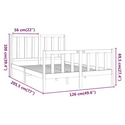 vidaXL Bedframe massief grenenhout zwart 120x200 cm