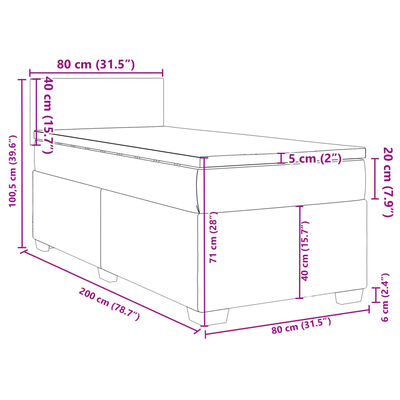 vidaXL Boxspring met matras fluweel blauw 80x200 cm