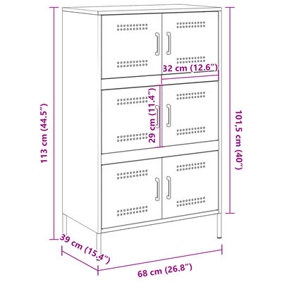 vidaXL Hoge kast 68x39x113 cm staal roze