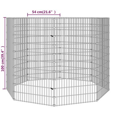 vidaXL Dierenverblijf 8 panelen 54x100 cm gegalvaniseerd ijzer