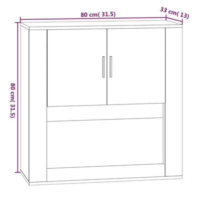 vidaXL Wandkast 80x33x80 cm bewerkt hout wit