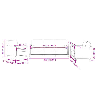 vidaXL 3-delige Loungeset met kussens fluweel geel