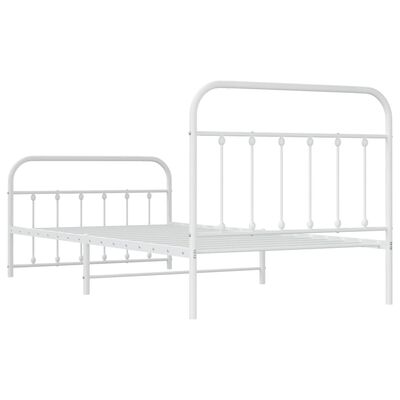 vidaXL Bedframe met hoofd- en voeteneinde metaal wit 100x200 cm