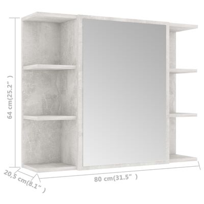 vidaXL Badkamerspiegelkast 80x20,5x64 cm bewerkt hout betongrijs