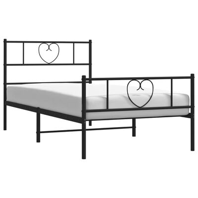 vidaXL Bedframe met hoofd- en voeteneinde metaal zwart 107x203 cm