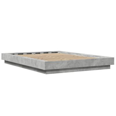 vidaXL Bedframe bewerkt hout betongrijs 140x190 cm