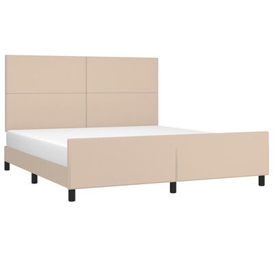 vidaXL Bedframe met hoofdbord kunstleer cappuccinokleurig 180x200 cm