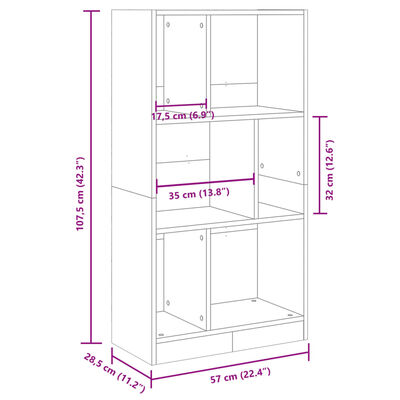 vidaXL Boekenkast 57x28,5x107,5 cm bewerkt hout sonoma eikenkleurig