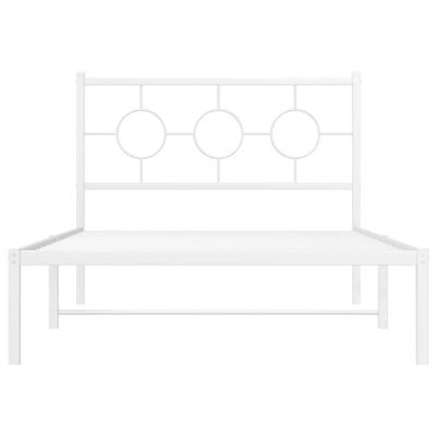 vidaXL Bedframe met hoofd- en voeteneinde metaal wit 107x203 cm