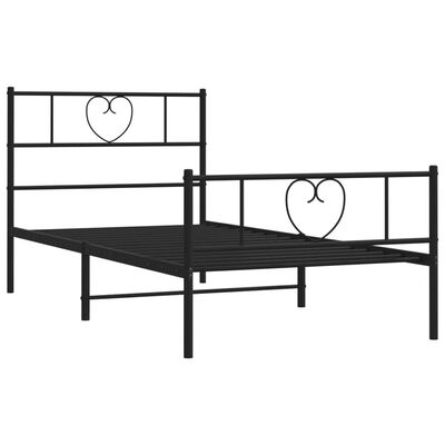 vidaXL Bedframe met hoofd- en voeteneinde metaal zwart 107x203 cm